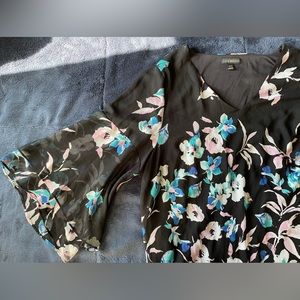 Floral Lane Bryant blouse with flowy sleeves